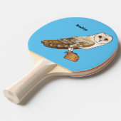 Raquette De Ping Pong Barn owl bird cartoon illustration   (Devant Angle)
