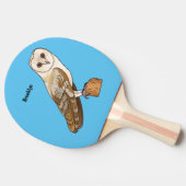 Raquette De Ping Pong Barn owl bird cartoon illustration   (Côté)