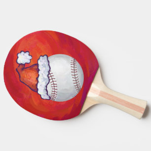 Raquette De Ping Pong Baseball avec Santa Hat sur Rouge