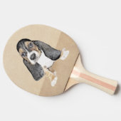 Raquette De Ping Pong Basset Hound Peinture Chiot - Art Chien original (Côté)