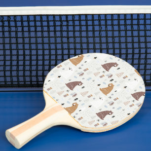 Raquette De Ping Pong Bears mignonne dans le Motif Woods
