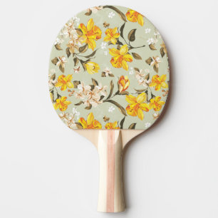 Raquette De Ping Pong Beau motif floral lumineux élégant