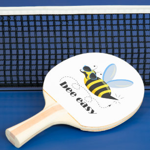 Raquette De Ping Pong Bee caractère avec mustache lunettes de soleil Bee