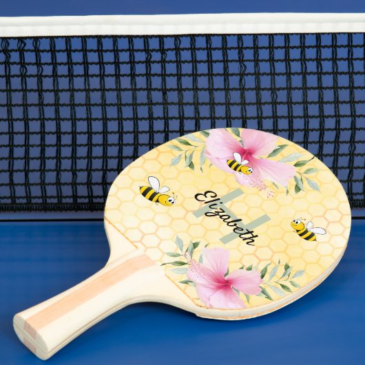 Raquette De Ping Pong Bees Yellow mipeb fleurs rose fleurie nom (Insitu)