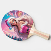 Raquette De Ping Pong Belle fille de Noël rose 01 (Côté)