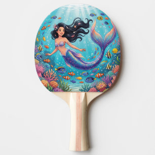 Raquette De Ping Pong Belle sirène de dessin animé sous la mer