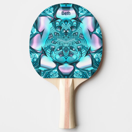 Raquette De Ping Pong BETH ~ MARSHMALLOWS ~ Bleu rose fractal ~ (Devant)