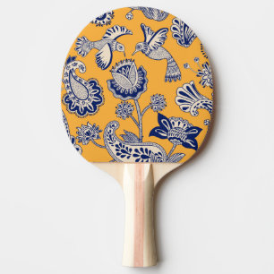 Raquette De Ping Pong Birds Paisley Flowers Motif Vintage