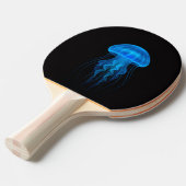 Raquette De Ping Pong Black 4 Luxe ping pong paddle, Neon Blue Jellyfish (Devant Angle)