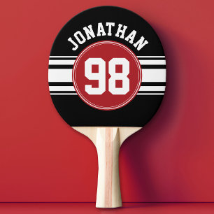 Raquette De Ping Pong Black and Red Sports Jersey Nom personnalisé Numér