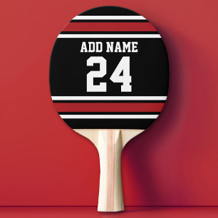 Raquette De Ping Pong Black and Red Sports Jersey Nom personnalisé Numér