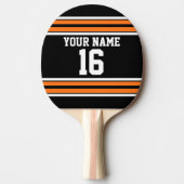 Raquette De Ping Pong Black avec Orange White Stripes Team Jersey (Devant)