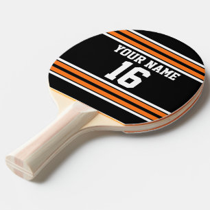Raquette De Ping Pong Black avec Orange White Stripes Team Jersey