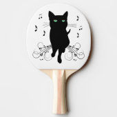 Raquette De Ping Pong Black Cat Surrounded by Whispering Notes of Music (Dos)