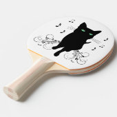 Raquette De Ping Pong Black Cat Surrounded by Whispering Notes of Music (Devant Angle)