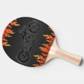 Raquette De Ping Pong Black Leather Orange Flames (Côté)
