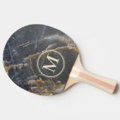 Raquette De Ping Pong Black Marble & Gold Stone Stone Monogram (Côté)