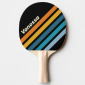 Raquette De Ping Pong Black Rainbow Angled Striping with Name (Dos)