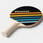 Raquette De Ping Pong Black Rainbow Angled Striping with Name (Devant Angle)