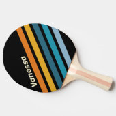 Raquette De Ping Pong Black Rainbow Angled Striping with Name (Côté)