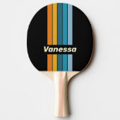 Raquette De Ping Pong Black Rainbow Pin Striped with Name (Dos)
