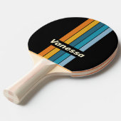 Raquette De Ping Pong Black Rainbow Pin Striped with Name (Devant Angle)
