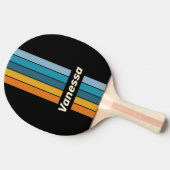 Raquette De Ping Pong Black Rainbow Pin Striped with Name (Côté)