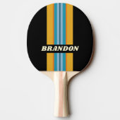 Raquette De Ping Pong Black Rainbow Rally Stripe with Name (Dos)