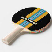 Raquette De Ping Pong Black Rainbow Rally Stripe with Name (Devant Angle)