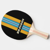 Raquette De Ping Pong Black Rainbow Rally Stripe with Name (Côté)