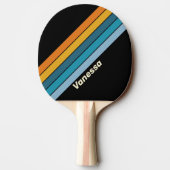 Raquette De Ping Pong Black Rainbow Striped with Name (Dos)