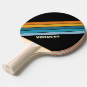 Raquette De Ping Pong Black Rainbow Striped with Name (Devant Angle)