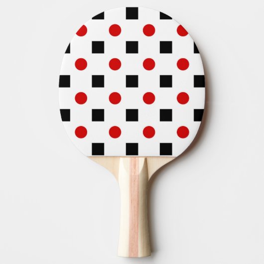 Raquette De Ping Pong Black Squares Red Polka Dots (Devant)