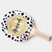 Raquette De Ping Pong Black White Spots Motif Gold Monogramme (Côté)