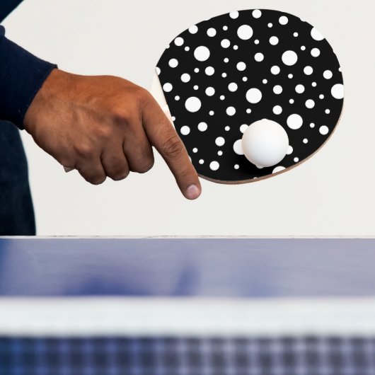 Raquette De Ping Pong Blanc sur le Motif de points Polka Noir (Insitu)