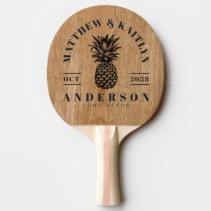 Raquette De Ping Pong Blason de mariage Ananas Tropical Bois de Pin de C