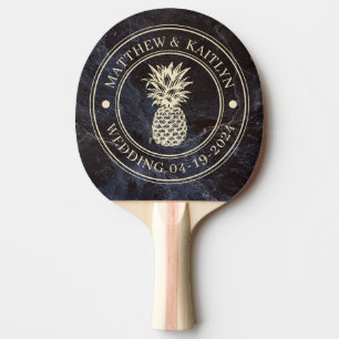 Raquette De Ping Pong Blason de mariage modeste aux pierres sombres et a