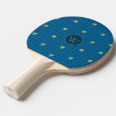 Raquette De Ping Pong Bleu avec l'accent or Houndstooth Ping Paddle (Devant Angle)