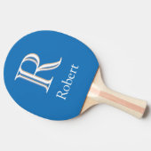 Raquette De Ping Pong Bleu avec trois couleurs personnalisées Monogramm (Côté)