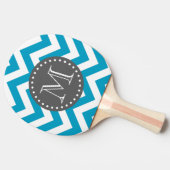 Raquette De Ping Pong Bleu blanc gris Zigzag Chevron Monogramme (Côté)
