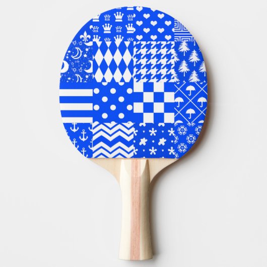 Raquette De Ping Pong Bleu Blanc Mixte Motif Conception (Devant)