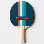 Raquette De Ping Pong Bleu bouteille Écho rayé Pin avec nom (Dos)