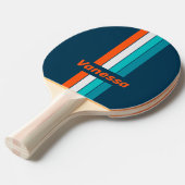 Raquette De Ping Pong Bleu bouteille Écho rayé Pin avec nom (Devant Angle)