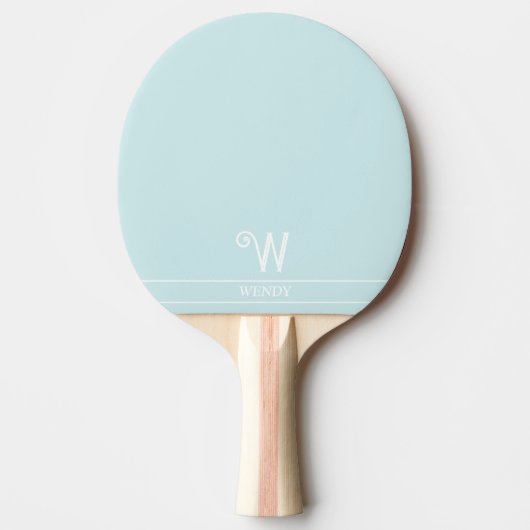 Raquette de Ping Pong Bleu Clair Monogrammée (Devant)