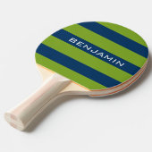 Raquette De Ping Pong Bleu de marine et Graines de rugby vert Nom person (Devant Angle)