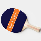 Raquette De Ping Pong Bleu de marine solide, Citrouille Nom Monogramme (Côté)