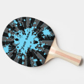Raquette De Ping Pong Bleu éclaboussures de peinture noir et gris (Côté)