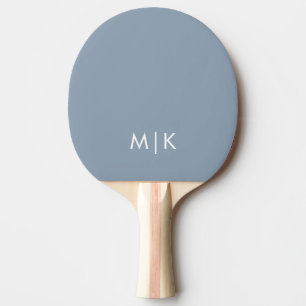 Raquette De Ping Pong Bleu et blanc poussiéreux   Monogramme moderne