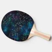 Raquette De Ping Pong Bleu et or sous le ciel nocturne d'étoiles (Côté)