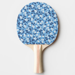 Raquette De Ping Pong Bleu, Fleurs blanches : Vintage